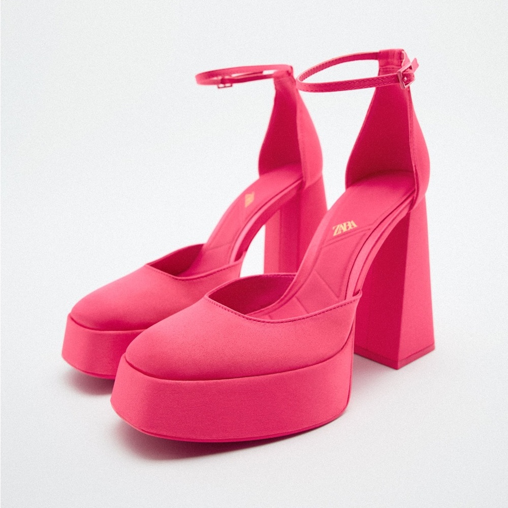 ZARA PINK HEELED PLATFORM SHOES